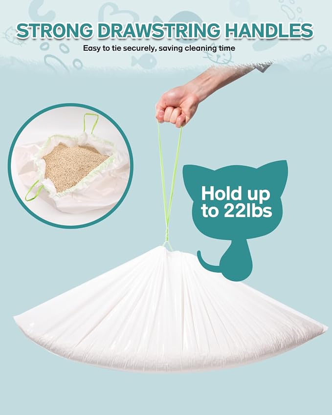 60 Count Litter Box Liners, 36" x 18" Jumbo Size Cat Litter Bags, Thick Large Kitty Litter Liner XL, Easy Clean Up Litter Pan Liners, Pet Cat Supplies