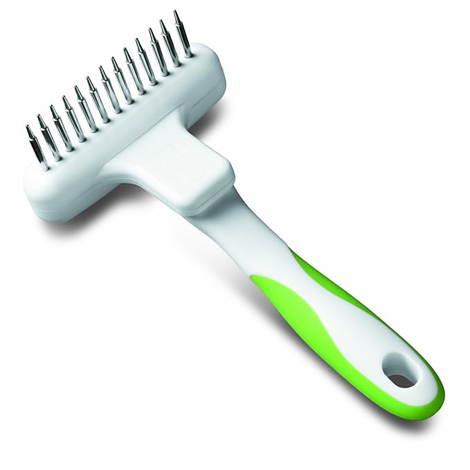 Andis 65735 Flexible Single Row Dog Brush - Removes Unwanted Shedding Hair with 360 Rotating or 13 Long Teeth - Promotes Healthy Skin & Glowing Coat - Ideal for Small to Medium Dogs - White