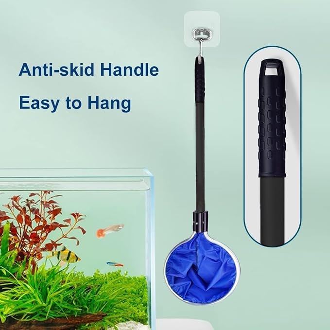Koi Fish Tank Net, Semi-Permeable Fishing Soft Lightweight Mesh Basket Aquarium Netting Long Handle Large Koi Sock Net for Large Fish Eggs Safety, Isolating, Transfer