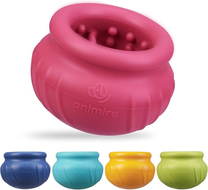 Wobbly Dog Enrichment Lick Toy, Stuffable Frozen Lick Bowl to Keep Dogs Busy, Long-Lasting Interactive Treat Dispensing Dog Toy, Silicone Fetch Catch Chew Toy(Rose,M)