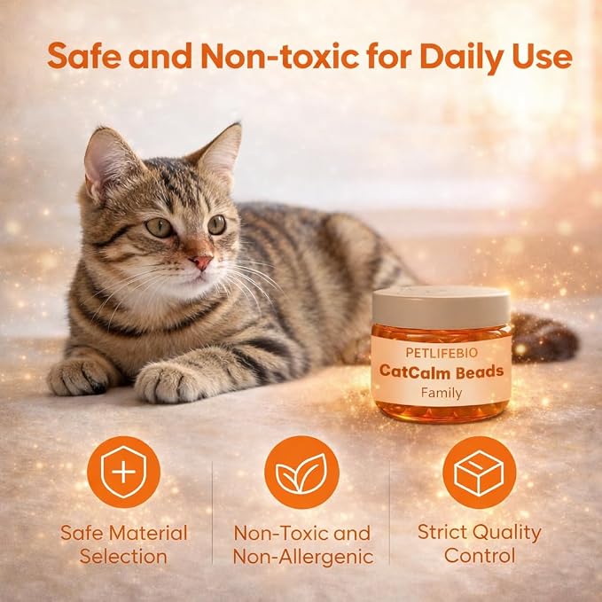 Diffuser to Calm Cats, Cat Calm Beads Family, Cat Calming Diffuser Gel Non Plug in, 2 Pack Cat Anxiety Relief, Lasting 2 Months, Downtime More Peaceful for Pets and Owners Alike. (2pc)