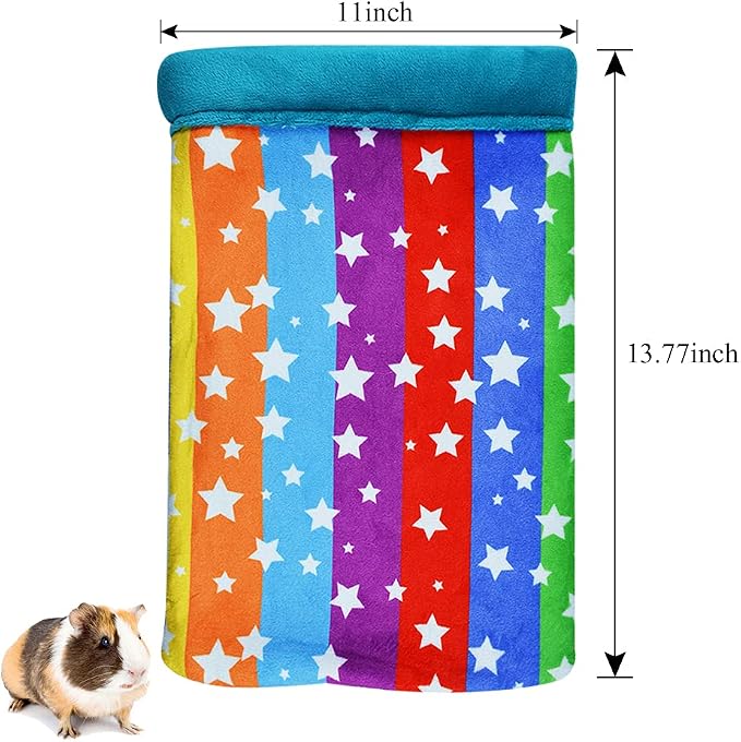HOMEYA Hamster Sleeping Bag, Small Pet Animals Soft Flannel House Bed Nest Hideout Pouch Sack Sleeping Bed for Hedgehog Squirrel Bunny Guinea Pig Rat Warm Cage Decor Accessory (14 * 11 inch)