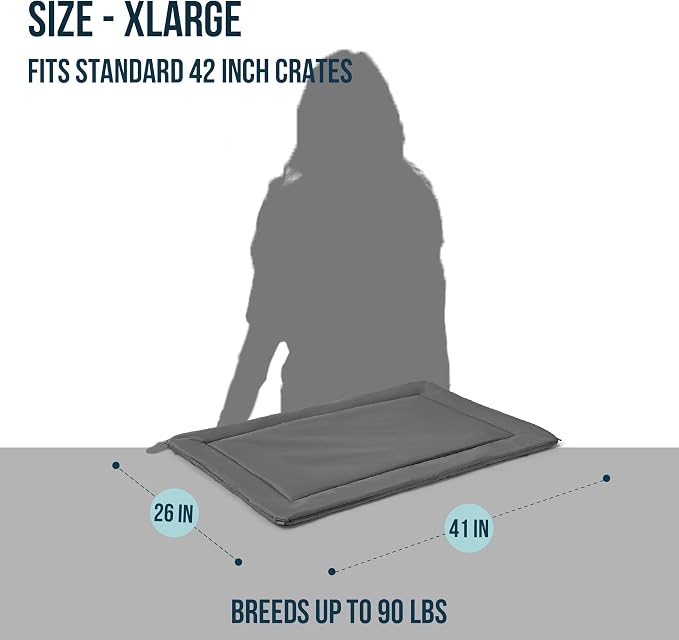 PELZIN Cybarmour 2.0 Chew Proof Dog Crate Pad - Outdoor Chew Resistant Dog Bed with Corner Anchor - Machine Washable - Water & Dirt-Resistant - Large Breeds & Fits 42-Inch Crate - 41"x26", Charcoal