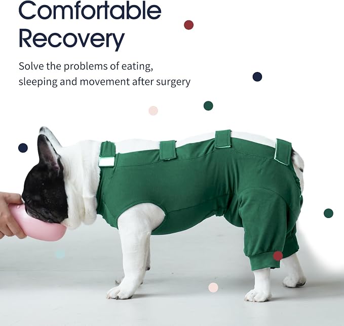 IECOii Pet Surgery Recovery Suit,Breathable Dog Bodysuit E-Collar & Cone Alternative Surgical Suit After Spayed/Neutered Wear,Recovery Suit for Dogs Male Female Sleeve to Prevent Licking,XL-Green