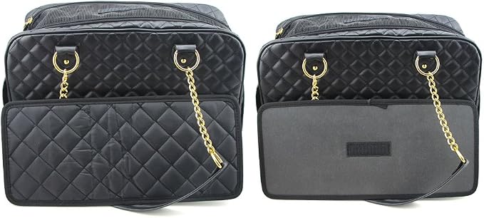 B-JOY New Dog Carrier Dog Handbag Dog Purse Pet Tote Bag Soft Sided Pet Carriers with Double Chain Handles Black