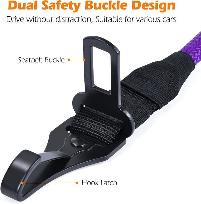 PetBonus Dog Seat Belt for Car and 2-Pack Silicone Collapsible Dog Bowls