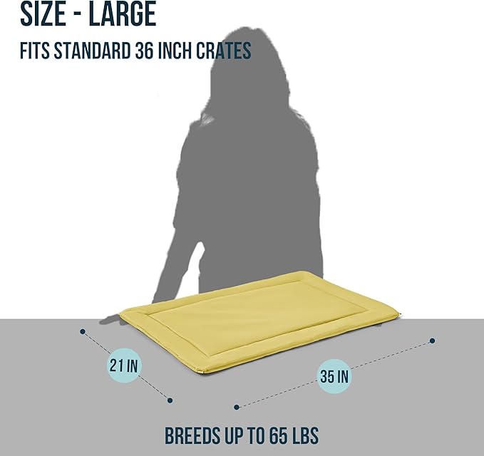 PELZIN Cybarmour 2.0 Chew Proof Dog Crate Pad - Outdoor Chew Resistant Dog Bed with Corner Anchor - Machine Washable - Water & Dirt-Resistant - Large Breeds & Fits 36-Inch Crate - 35"x21", Moonstone