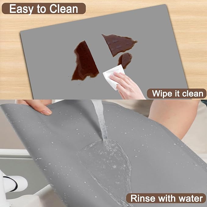 47.3''x23.6''(120cmx60cm) Extra Large Silicone Mat for Kitchen Counter, 1.4MM Thick Non-Slip Heat Resistant Countertop Protector, Waterproof Durable Kitchen Mat for Countertops, Islands (Black)