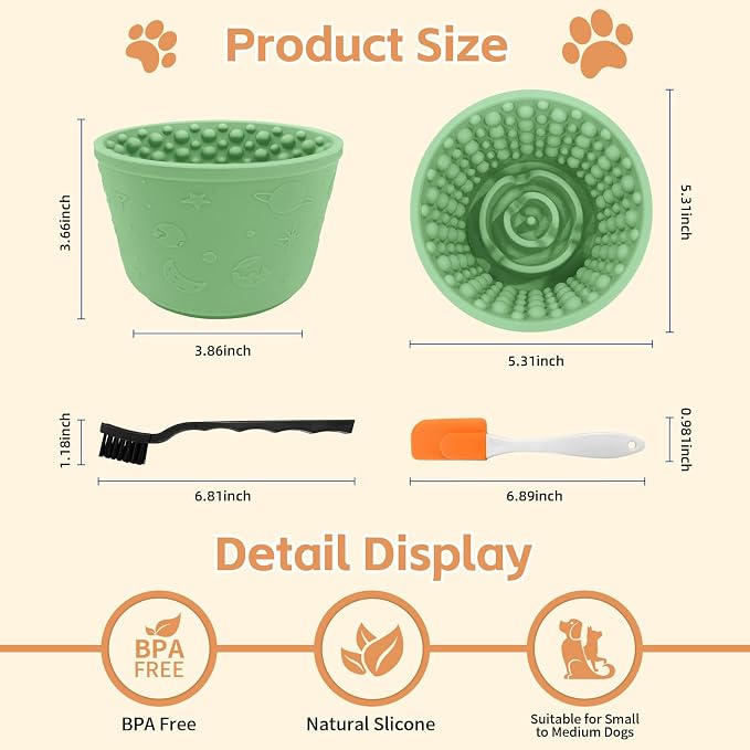 Dog Lick Bowl,Anxiety Relief Non-Slip Silicone Treat Bowl,Durable Anti-Choking Long-Lasting Enrichment Slow Feeder Licking Mat for Small Medium Large Breed,Freezable BPA Free Silicone Dishwasher Safe
