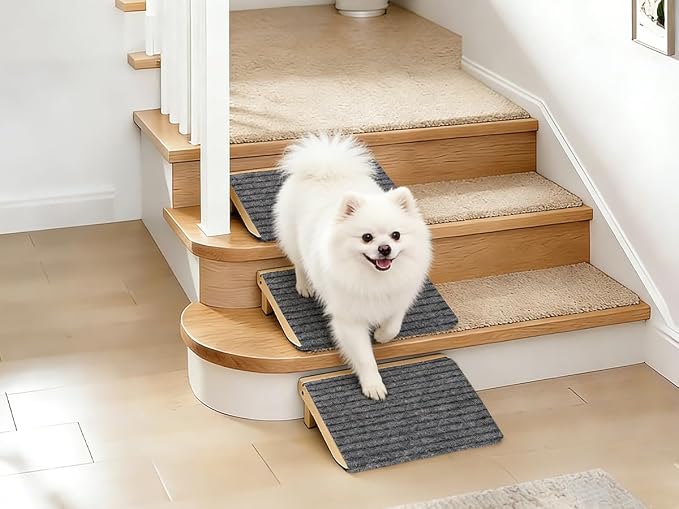 3-in-1 Dog Ramp for Stairs, Foldable Dog Stairs for Senior Dogs | 4.2"H, 3 Pack, Dog Steps & Calf Stretcher & Footrest, Gentle on Hips & Joints for Medium Dogs, Anti-Slip & Portable