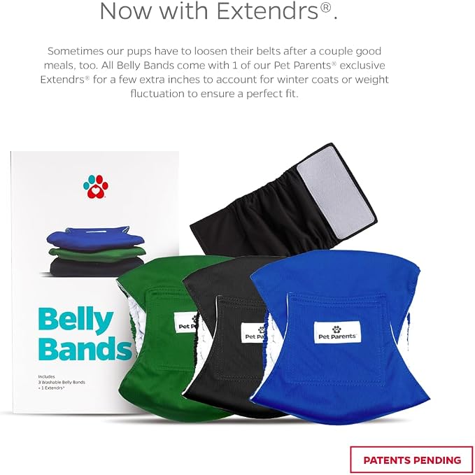 Pet Parents® Washable Belly Bands for Male Dogs (3pack) + Extendrs® of Durable Dog Diapers Male, Premium Male Dog Diapers & Dog Wraps (X-Large, Gentlemen)