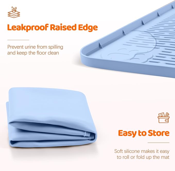 Pee Pads for Dogs, 40" x 28" Extra Large Reusable Silicone Mat, Washable Puppy Training Pads for Potty Training, Non-Slip, Leak-Proof, Indoor Floor Protection (Blue)