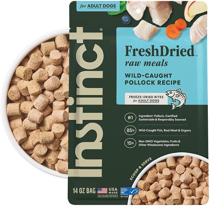 Instinct Freeze-Dried Meals, FreshDried Bites, Natural Dog Food, Grain-Free - Wild-Caught Pollock, 14 oz. Bag