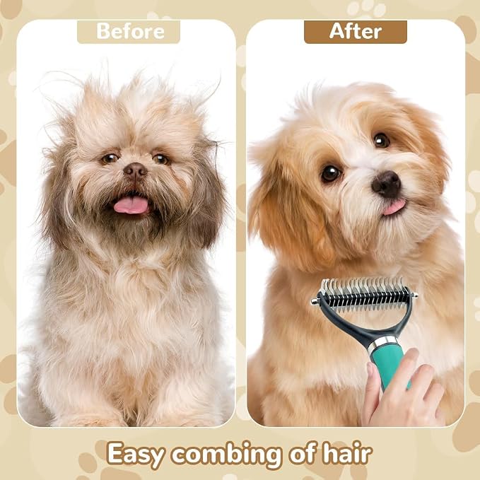 2026 New Pet Grooming Brush, Double-Sided Undercoat Rake Home Use for Dogs, Multifunctional Easy Grip Fur Remover Comb Durable Dematting Tool for Long Haired Cats, Green+Orange
