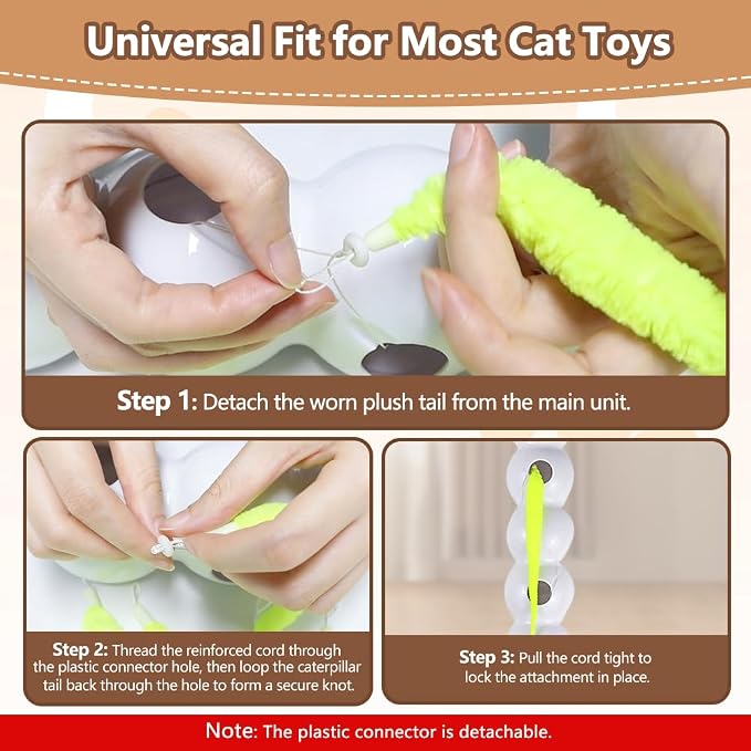 Caterpillar Smart Cats Toys, Interactive Cat Feather Toy with Motion Sensor, Whirlie Cat Toy for Hunting, Reduce Boredom, USB Rechargeable, No Drilling Required, Mount on Window (Refills)