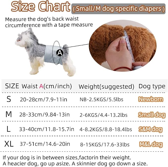 AIO Male Belly Bands for Dogs - Dog Diapers Male -Belly Bands for Male Dogs- High Absorbing Dog Wraps Washable - Reusable Large Doggy Doggie Puppy Dog Diapers