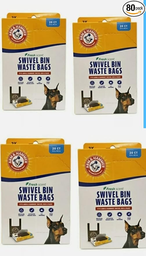 Arm & Hammer Swivel Bin Waste Bags 80ct (4 x 20ct)