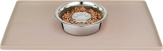 Neater Pets Stainless Steel Slow Feed Bowl with Neater Mat Waterproof Silicone Bowl Mat