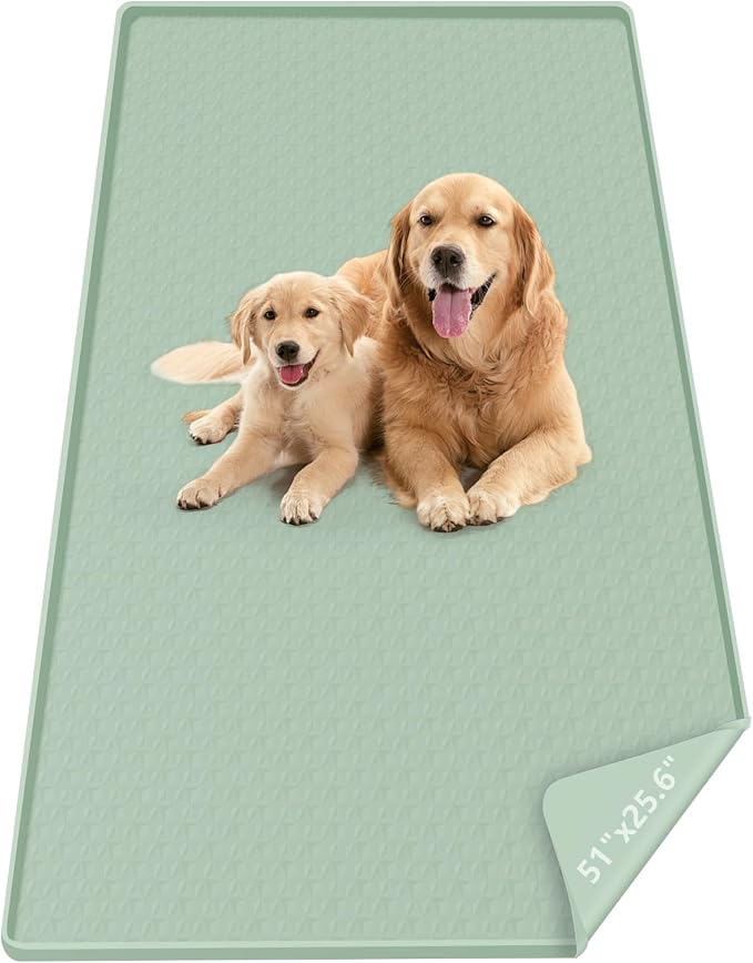 Pee Pads for Dogs, 51" x 25.6" Extra Large Reusable Dog Silicone Mat for Floor Protector, Washable Non-Slip Dog Training Pads for Potty Training (Green)