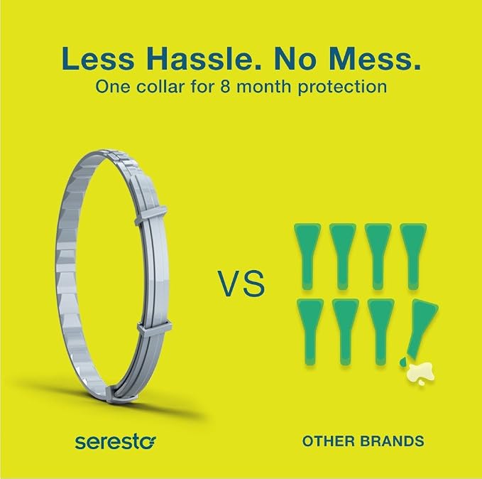 Seresto Flea & Tick Collar for Dogs Over 18 lbs., Treatment & Prevention, Vet-Recommend, 8 Month Protection (Pack of 2)