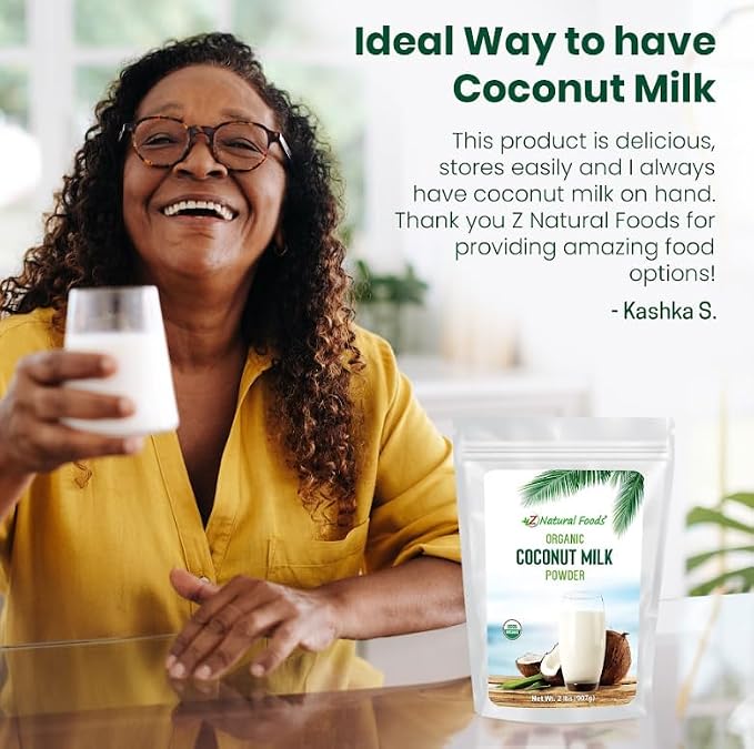 Z Natural Foods Organic Coconut Milk Powder - All-Natural Vegan Dairy-Free Alternative with MCTs - Unsweetened Coconut Creamer for Coffee & Smoothies - Gluten-Free, Non-GMO, 2 lbs