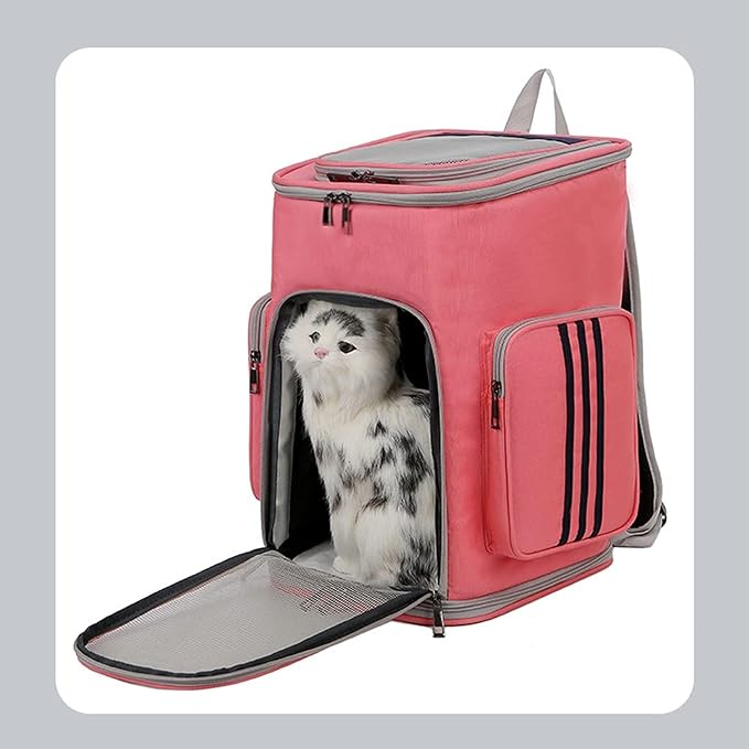 OLOTU Pet Backpack Collapsible Cat Backpack, Ventilated Design Cat Carrier with Inner Safety Strap, Pet Backpack Carrier for Travel Hiking Spacious
