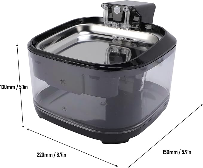 4.5L Stainless Steel Cat Water Fountain, Quiet Battery Operated Pet Water Fountain for Cats and Dogs with Motion Sensor, Ultra Quiet Pump, Multi Filtration with Auto Cycle System