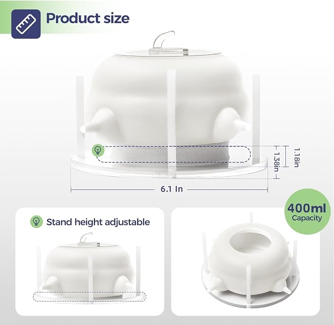 400ml Silicone Multi-Pet Milk Feeder, with 5 Nipples(White) | Feeds 5 pets at once! Silicone, Stable base, Smooth milk flow. Leak-proof needles seal unused nipples. Includes syringe.
