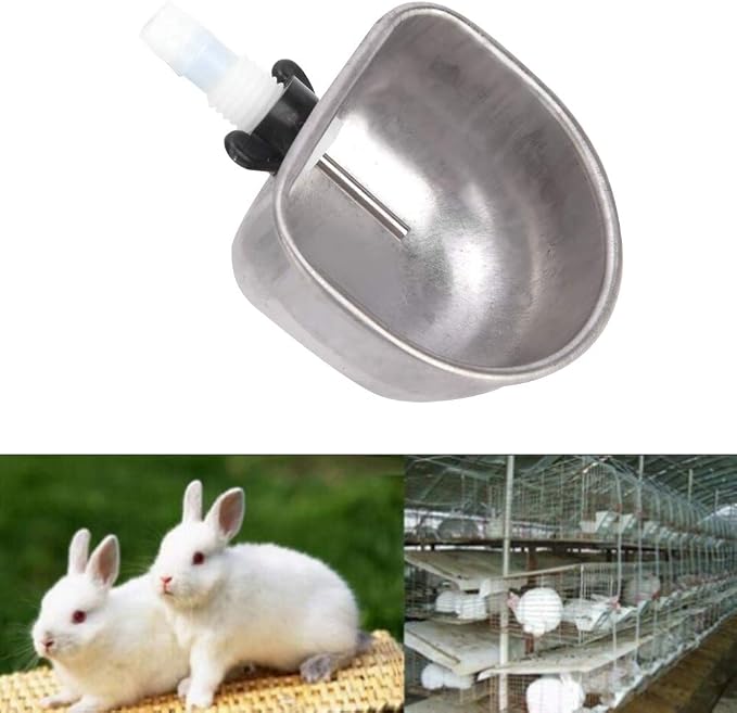 Water Drinker Bowl, Leak Stainless Steel Drinking Feeder for Cages Farm Use 7 to 10mm Hose Connection Clamp Mount One Piece Tee 10 Sets