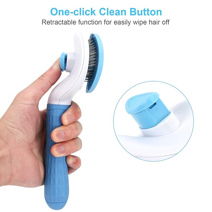 Self Cleaning Slicker Brush, Pet Grooming Shedding Brush for Dogs and Cats - Easy to Remove Loose Undercoat, Pet Massaging Tool Suitable for Pets with Long or Short Hair