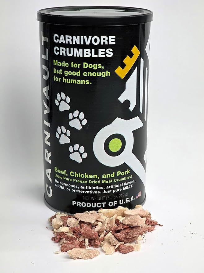 Freeze Dried Dog Treats and Food Topper Combo Pack, Beef Chicken and Pork, Mighty Meat and Carnivore Crumbles