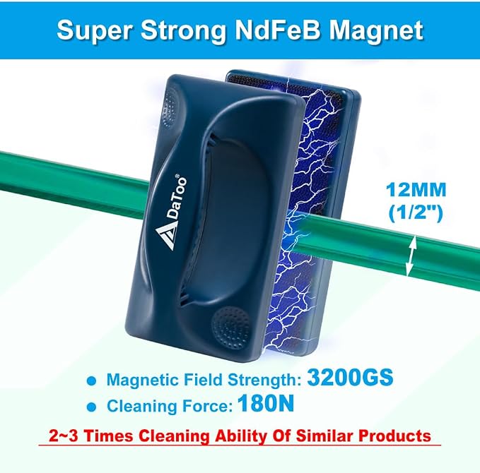 DaToo Aquarium Mini Magnetic Scrubber Scraper Small Fish Tank Cleaner Nano Glass Aquarium Cleaning Tools with Super Strong Magnet (Standard)