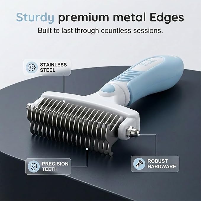 Dual-Sided Pet Grooming Comb, Dog Brush for Shedding, Deshedding Cat Brush for Cats & Dogs, Pet Grooming Rake, Deshedding & Grooming Tool For Long Haired And Short Haired Dogs (Orange)