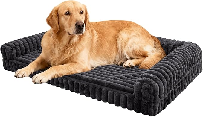 Waterproof Orthopedic Dog Bed for Medium Dogs, Medium Non-Slip Pet Beds with Sides, Egg-Crate Memory Foam Dog Couch for Crate Removable Washable Cover, Grey