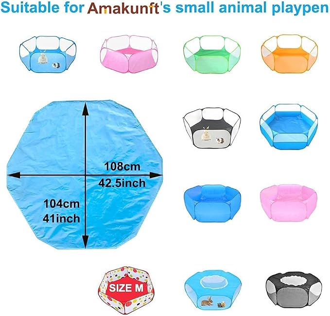 Amakunft Waterproof Pads for Small Animal Playpen, Reusable Liners, Waterproof Bottom on Both Sides Fit with Pet Tent (42.5in x 41in) Bedding for Guinea Pig, Rabbit, Hamster, Chinchilla and Hedgehog