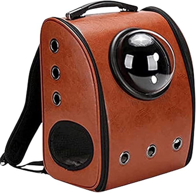OLOTU Pet Backpack Transparent Ventilated Cat Backpack, Airline Approved Carrier Bag for Pet Travel, Portable Dog Backpack Carrier, Brown Spacious