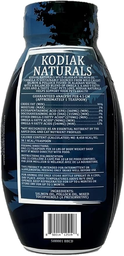 8oz Wild Alaskan Salmon Oil Formula for Dogs, Omega 3 Fish Oil with EPA & DHA – Skin & Coat, Joint, Heart & Immune Support – Helps Itching, Shedding & Dry Skin – Liquid Supplement