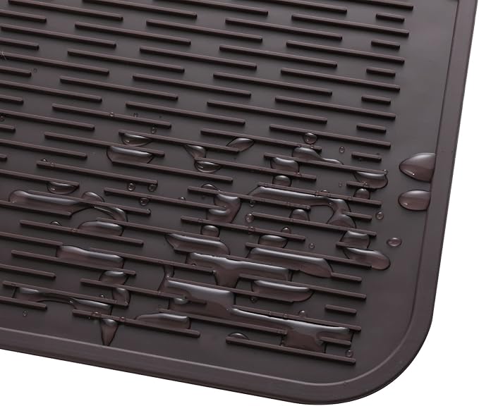 MicoYang Silicone Dish Drying Mat for Multiple Usage,Easy clean,Eco-friendly,Heat-resistant Silicone Mat for Kitchen Counter or Sink,Refrigerator or Drawer Liner Coffee 3XL 28 inches x 18 inches