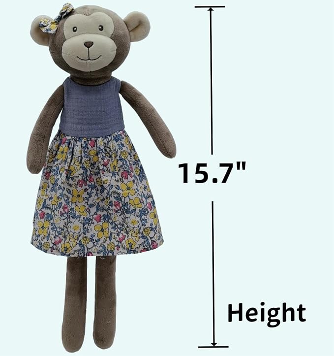 Monkey Stuffed Animals for Girls,15.7" Girl Monkey Plush with Skirt,Cute Stuffed Animal for Girls As Birthday, Easter,Christmas,Valentine's Day Gift