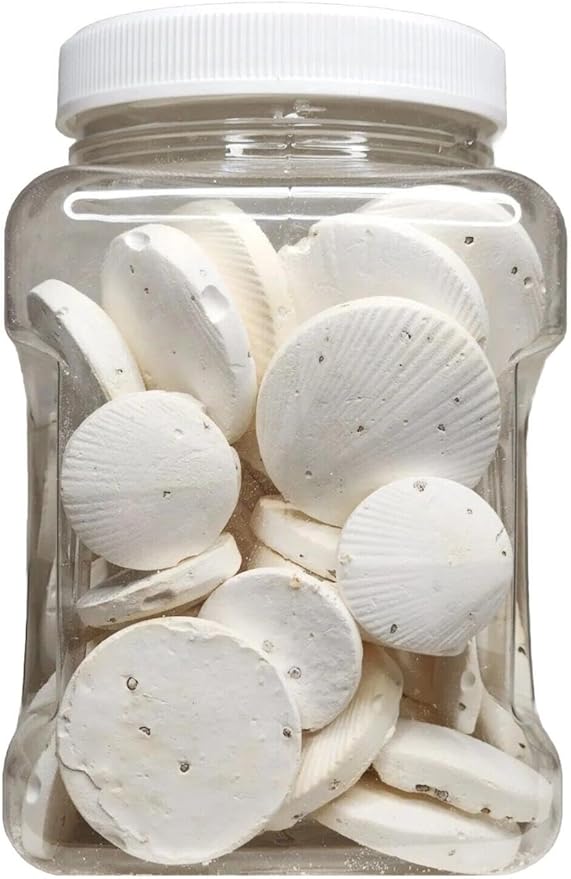 Calcium Feeder Disks for Shrimp, Snails, Crabs, Crayfish, Hermit Crabs and All Tropical Fish, 200 Count Jar of Small-Medium Feeder Disks