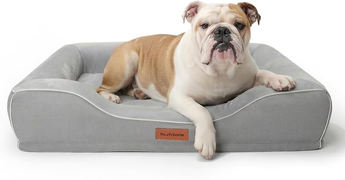 Cooling Dog Beds for Medium Large Dogs with Removable Covers Washable,Rectangle Orthopedic Bed Sofa with Cool Gel Memory Foam and Egg Crate Foam Waterproof fit Old Large Sized Pets,36"x24"x6.5" Grey