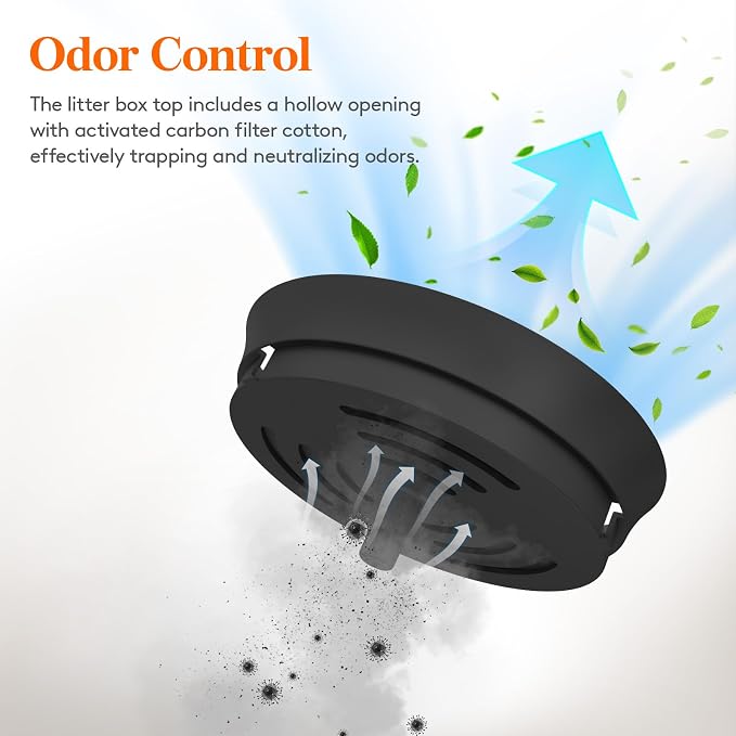 Lifewit Cat Litter Box, Hidden Enclosure Litter Tray with Odor Control & Carbon Filter in Living Room, Bedroom, Corner with Faux Plant& Plastic Scoop, Litter Liner, 48 x 120 cm/19x47, Black