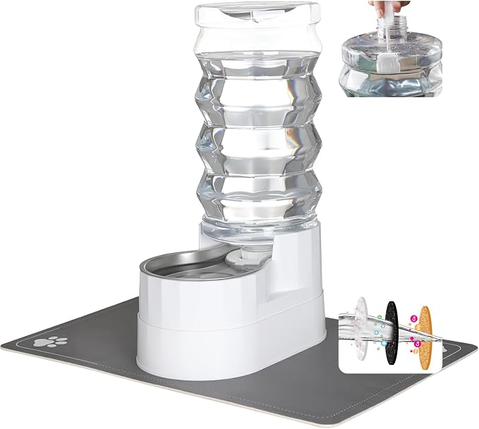 RIZZARI 9L Elevated Stainless Steel Dog Water Dispenser – Gravity Auto-Refill Pet Waterer with Filtered Hydration Design, Comfortable Drinking Height for Large & Senior Dogs,Indoor & Outdoor Spaces