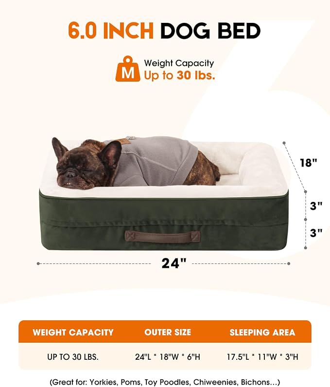 Upvilla Orthopedic Dog Bed, Four-Sided Cushioned Egg-Shaped Foam Dog Sofa, Waterproof Removable Cover, Cat Bed with Non-Slip Base, Small Pet Bed,Green