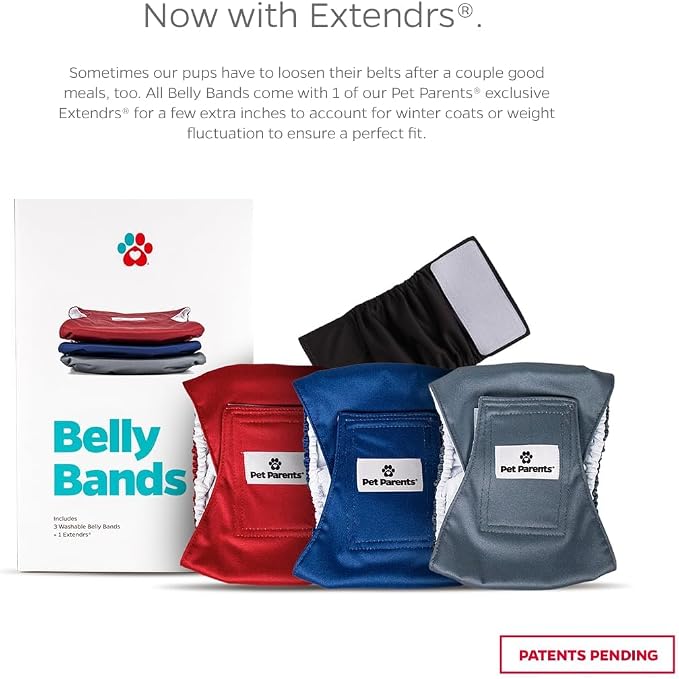 Pet Parents® Washable Belly Bands for Male Dogs (3pack) + Extendrs® of Durable Dog Diapers Male, Premium Male Dog Diapers & Dog Wraps (X-Large, Kingsmen)
