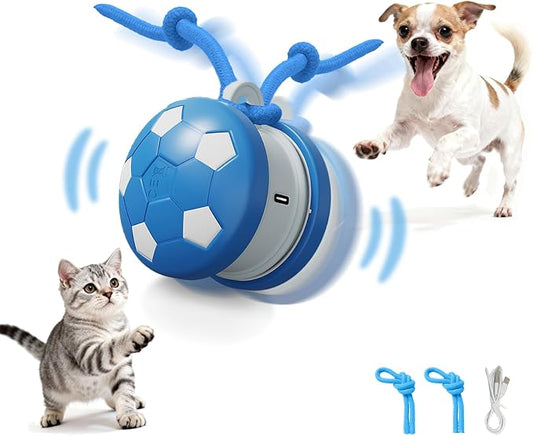 Interactive Pet Toys Dog Soccer Ball,Automatic Rolling and Bouncing Moving Dog Toy,Squeaky Rolling Balls with Flashing Light,USB Rechargeable Chew Toys for Puppy Small Dogs, Pet Ball to Keep Them Busy