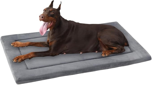 KHONSU PET Dog Bed Mat for Crate 1.1in Slim Cooling Pad Reversible Flannel & Waterproof Canva for XXL Dogs up to 110 lbs, Fits 48x30 Basic Crate