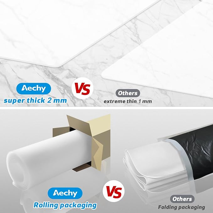 AECHY Silicone Mats for Kitchen Counter 27.5 x 16.5 Inch, 2mm Thick – Multipurpose Silicone Mat Thick Heat Resistant Mat Shipped Rolled Up Kitchen Counter Mat Nonslip Silicone Mats, Translucent