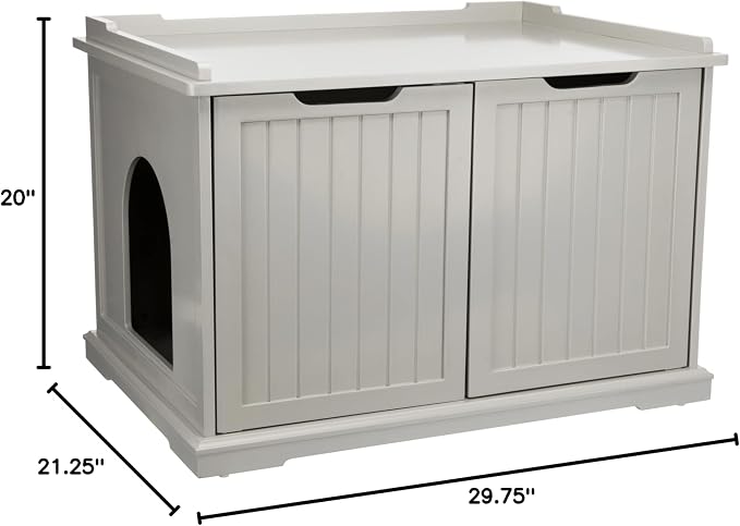 Trixie XL Furniture Litter Box Enclosure (Gray), Hidden Litter Box for Cats with Openings on Either Ends & Large Ventilations Slots, Double Doors for Easy Cleaning, Removable Divider