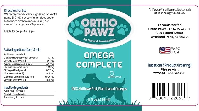 Omega 3-6-9 Supplement for Dogs, Skin & Joint Support, 8 oz | Contains SDA and GLA fatty acids to help support joint function, mobility and everyday comfort in dogs.
